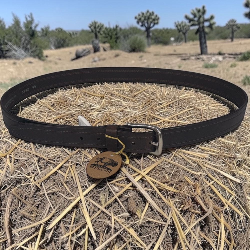 Vintage Bison Dark Brown leather mens belt